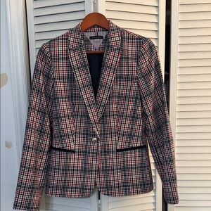 Tommy Hilfiger Red and White Checkered Blazer